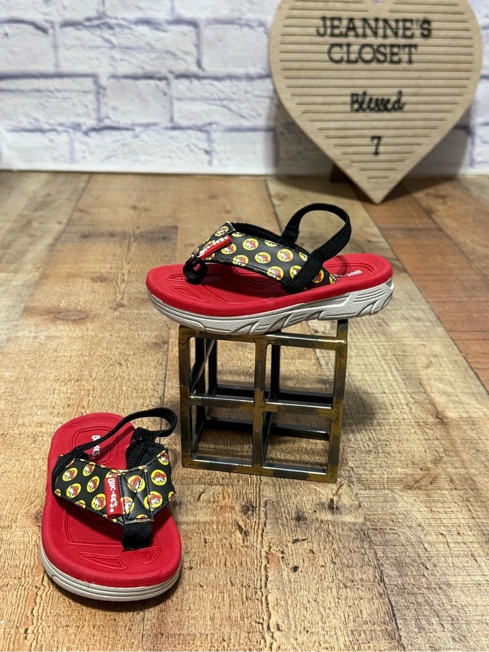Buc-ee's brand toddler flip-flops